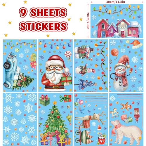 Raoclay Vetrofanie Natalizie per Finestre, Statica...