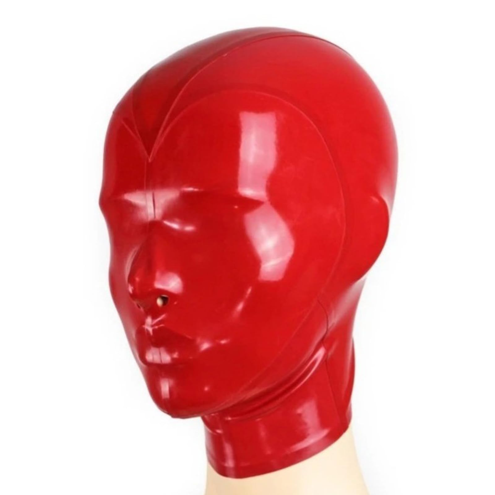 DSPENGS BDSM Latex Hood Rubber Face Head Cover All Inclusive Nostril Breathing Back Zipper for Unisex Party Handmade(Size:M)