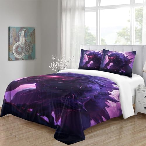 Housse de couette monstres 3D King INTCHE avec 2 taies d'oreiller - 3