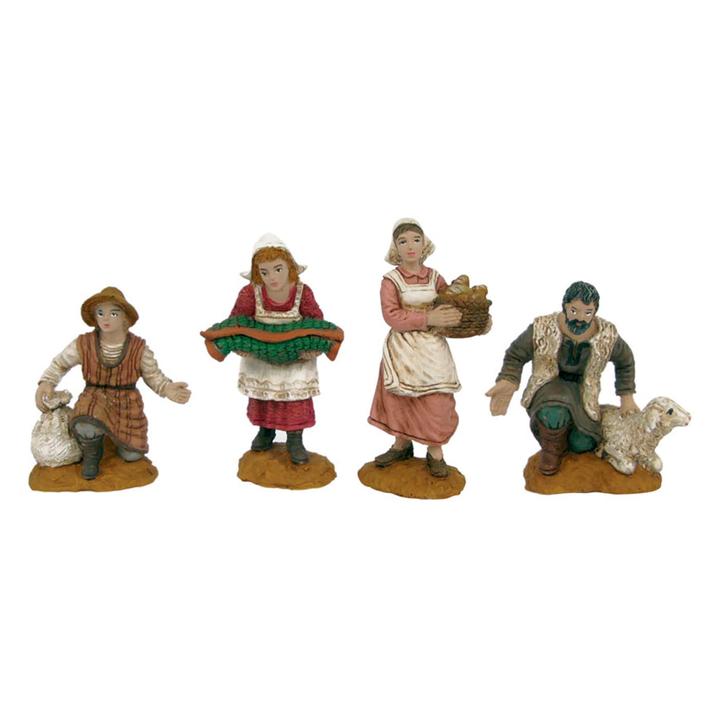 Acan Tradineur - Pack de 4 Figuras, Campesinos y Pastor para belén navideño 8 cm, durexina, Figuras Decorativas Nacimiento, Pesebre, Navidad, decoración Tradicional
