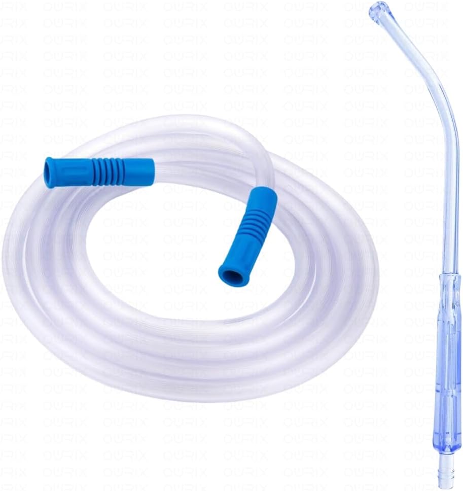 Yankauer Suction Set || 2.5 Meter Long Suction Tube with Yankauer Handle || Vented (Sterile - EO) Yankauer Handle with Crown Tip (Pack of 2)