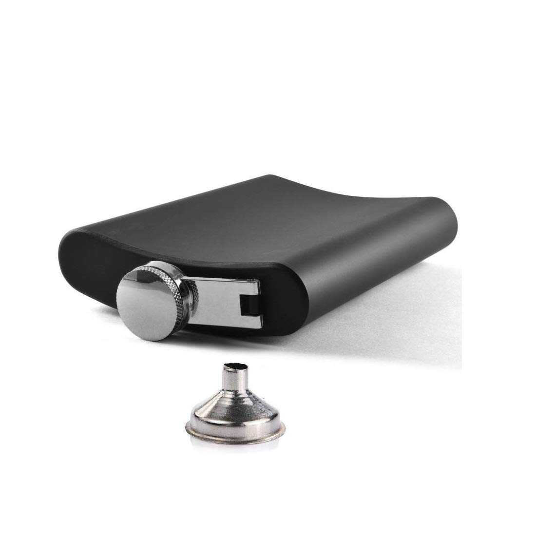 SONIQE Stainless Steel Hip Flask 8 Oz for Men - Liquor Flask Or Wine Whiskey Alcoholic Beverage Holder with Funnel Gift Set - Matte Black