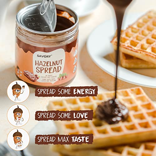Image of Savory Hazelnut Spread | Made with Finest Cocoa & Hazelnut | No Added Colour & Flavour | Ready to Eat | Rich in Nutrients | Smooth & Delicious Chocolate Spread | (400g)