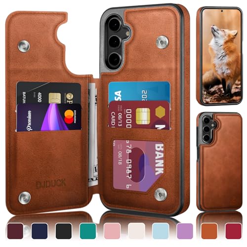 DJDUCK Designed for Samsung Galaxy S24 Plus Case Wallet with Card Holder [Magnetic Clasp Cover] [RFID Blocking Leather Protection] Shockproof Women Men Cases for Samsung S24 Plus Light Brown