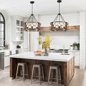 Farmhouse Chandelier 198 inch 5 Light Black Dining Room Lighting Fixtures Rustic Adjustable Hanging Pendant Lighting for Kitchen Island Entryway Foyer Bedroom Hallway
