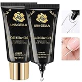 UNA GELLA Gel Nail Glue 80g Super Strong U V Solid Soft Gel Lamp Curing Needed Nail Glue 40g*2 for Acrylic Nail Tips for Fake Acrylic Press On Nails Extension Soak Off