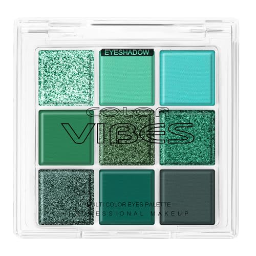 BUTBU Verde Paletas de Sombras de Ojos, 9 Colores Eyeshadow Paleta, Paleta Maquillaje Profesionales, Sombra de Ojos Brillantes y Mate, sombras de ojos hiperpigmentadas de larga duración