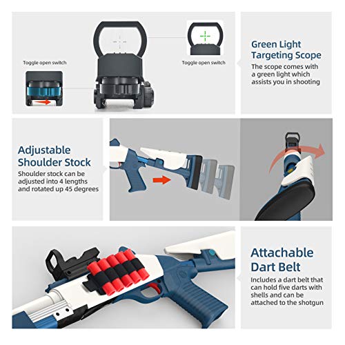 Tovol Zerky Soft Foam Blaster Toy Dart Gun Spring Air Pump Shotgun Play Set Shell Ejecting with