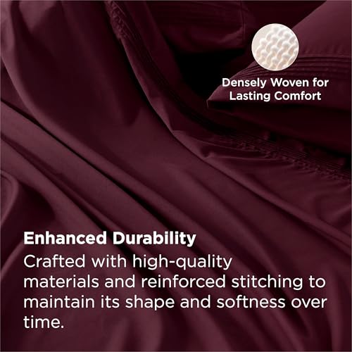 Image of Bedsure Deep Pocket King Sheets Set - Fits Mattresses Up to 21 Inches Thick - 4 Piece GentleSoft Bed Sheets, Moisture Wicking, Soft & Cooling Bedsheet & Pillowcases, Easy & Secure Fit, Red
