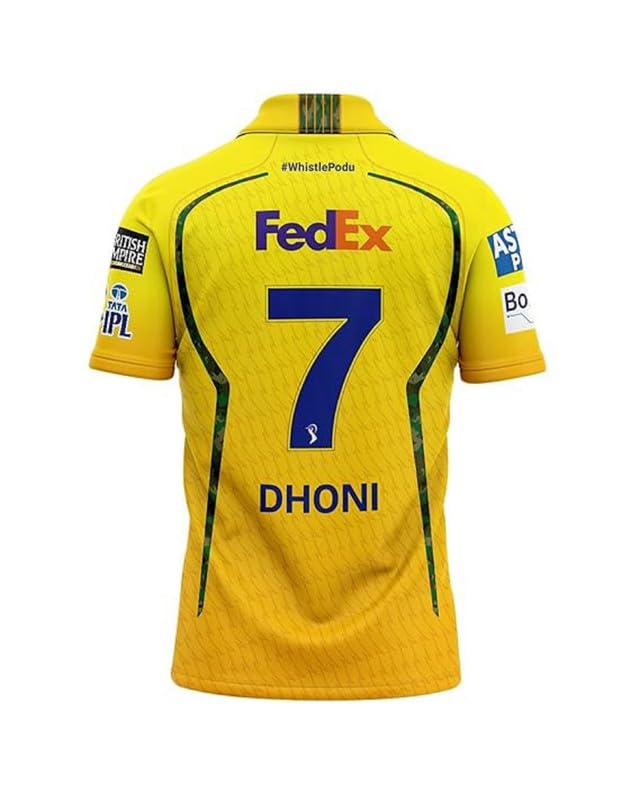 Image of New CSk Jersey 2026 Dhoni Yellow Tshirt for (Kids,Men&Boys)