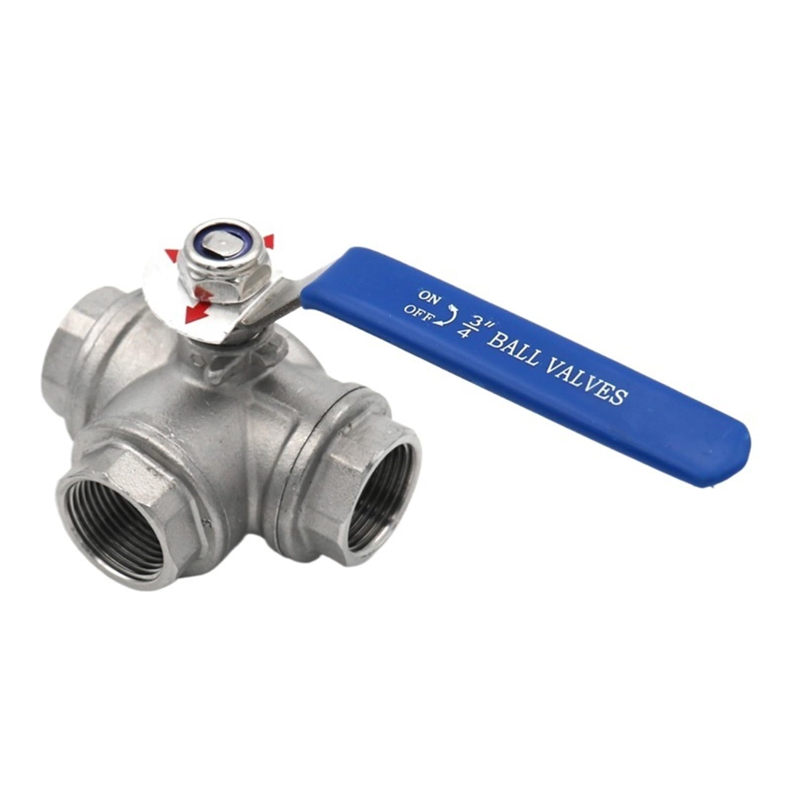 Válvula de bola de tres vías en acero inoxidable SS304 con rosca hembra duradera de 3/8 pulgadas