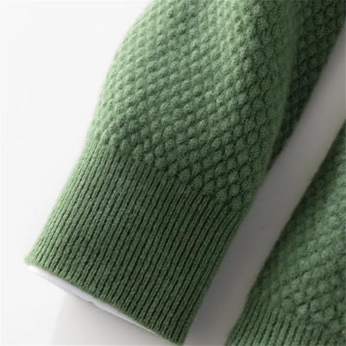 Men Thick Zipper Sweater Fall Winter Warm Sweaters Cardigan Crew Neck Cable Merino Wool Tops 6