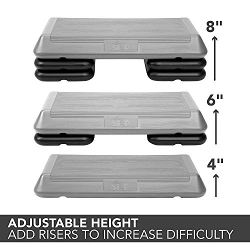 The Step Original Aerobic Platform – Circuit Size Grey Aerobic Platform and Four Original Black Risers Included with 4