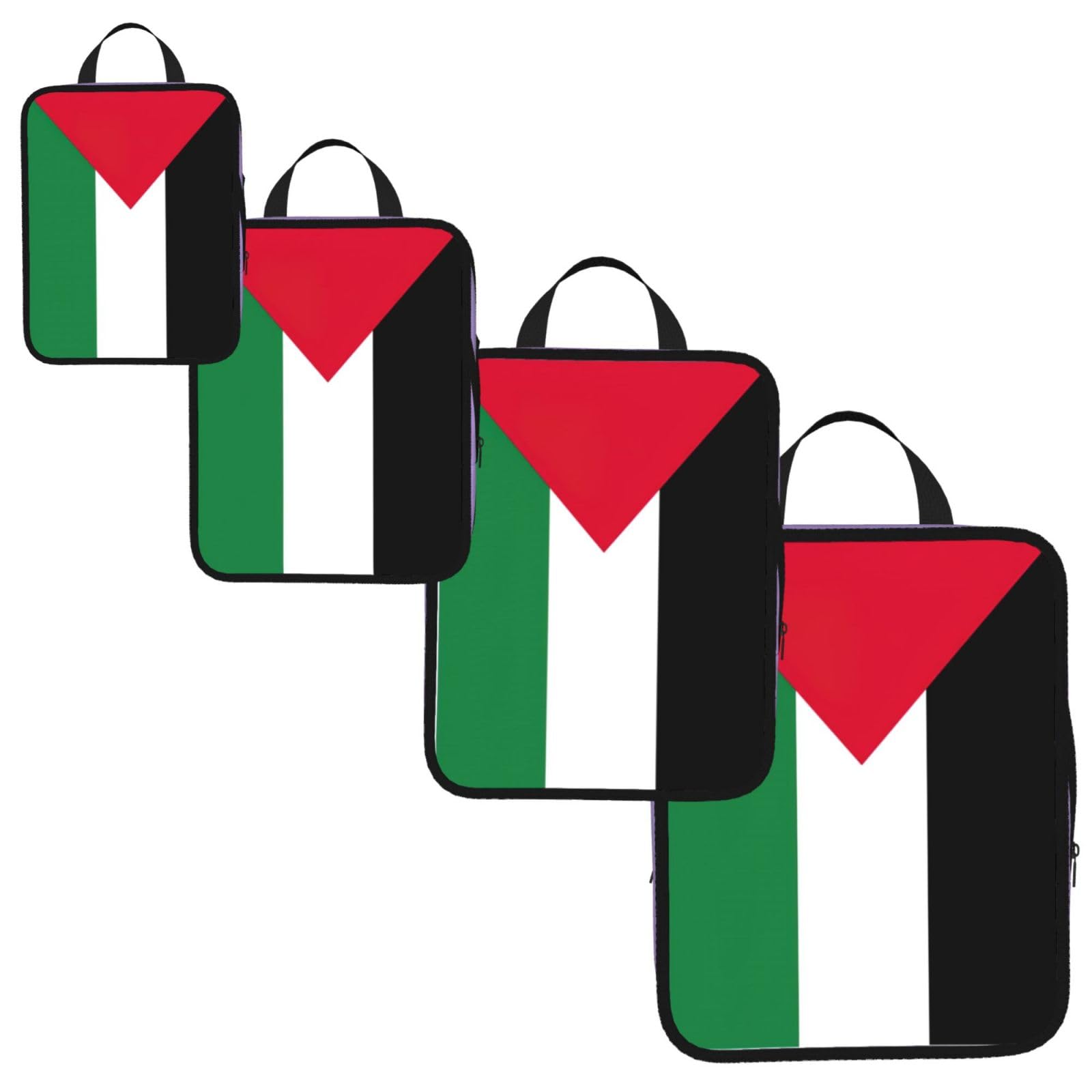 Palestine flag Print 4 Set Compression Packing Cubes for Suitcases,Expandable Storage Bag Organizers