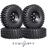 Hobbyfire Metal RC Crawler 1.9 Beadlock Wheels & Tires Set for Traxxas TRX4 Axial SCX10 II III Redca