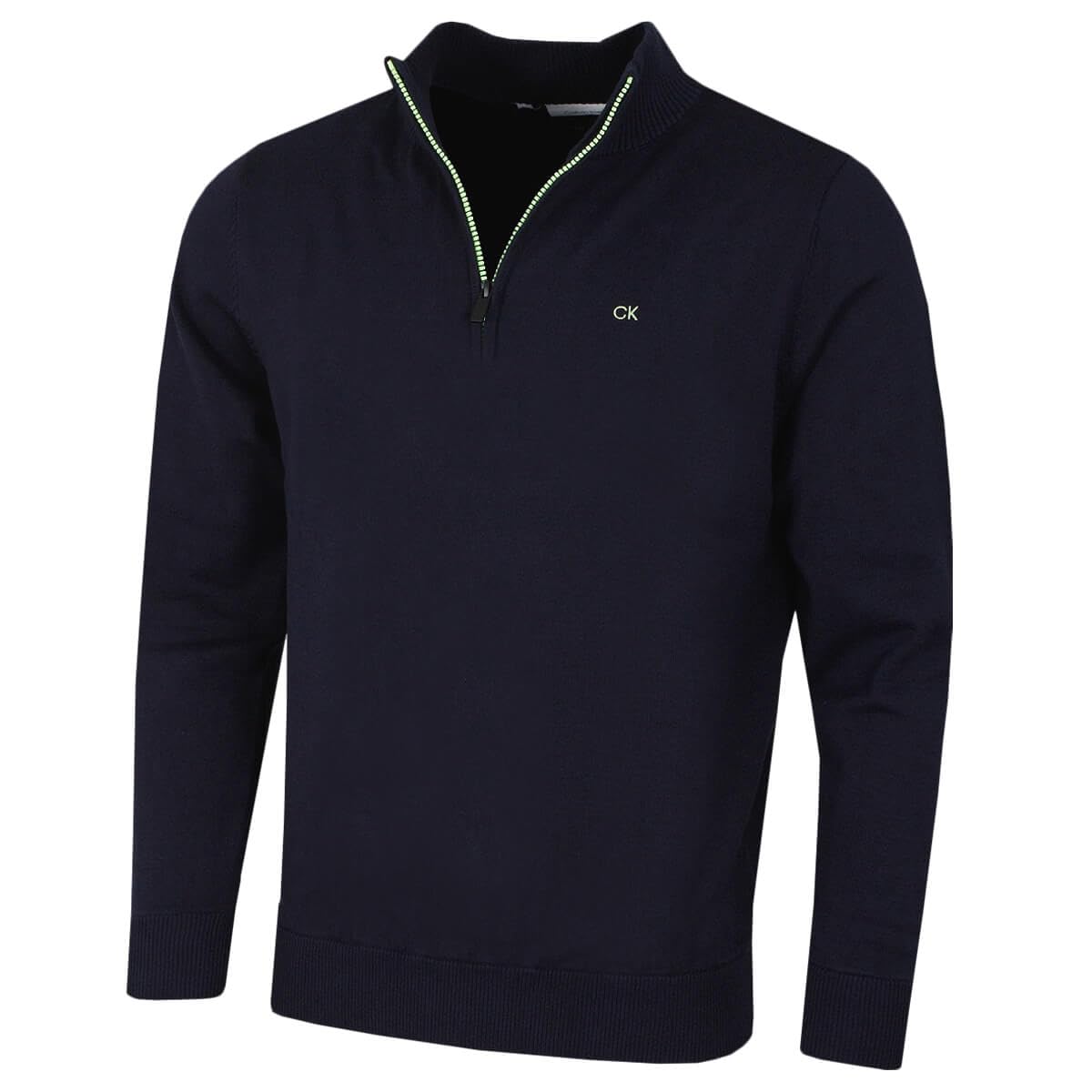 Calvin Klein Mens Campus 1/2 Zip Sweater - Navy/Lime - XXXXL