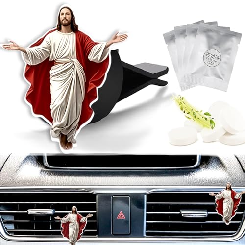 Image of Cute Car Air Freshener Clips Christian Jesus Car Vent Clip Jesus Cars Scents Cologne Air Conditioner Clip Auto Vent Interior Decoration Cars Accessories Religious Gifts for Women Men