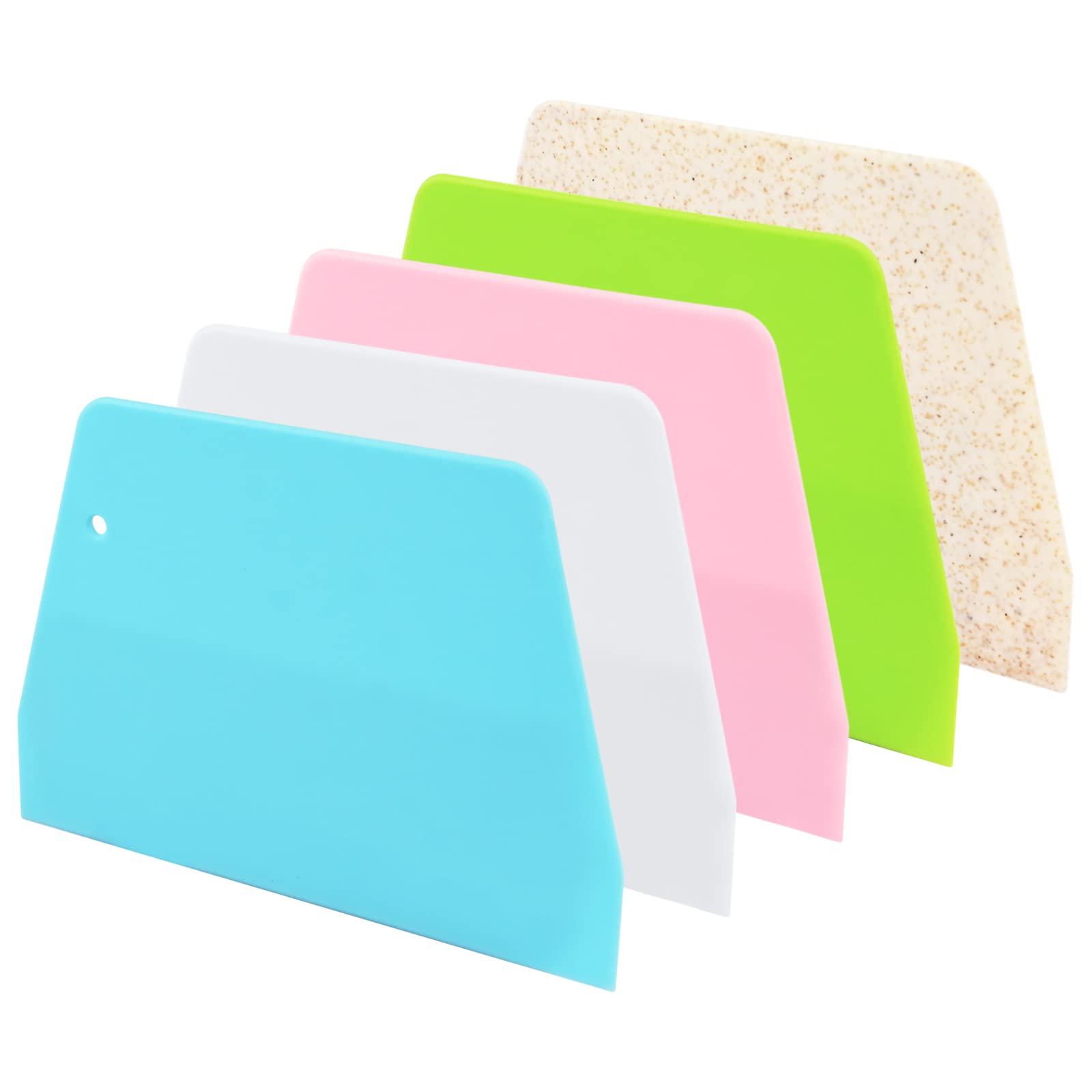 5 Pcs Dough Scraper, Plastic Trapezoidal Bread Scraper Food Grade Reusable Baking Cooking Accessories Kitchen Tools, 5 Colors