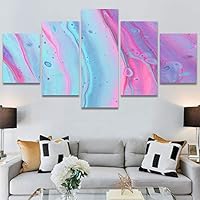 SIGNWIN 5 Panel Canvas Wall Art Abstract Brushstroke Closeup Digital Art Modern Artwork for Home Decorations Ready to Hang - 60