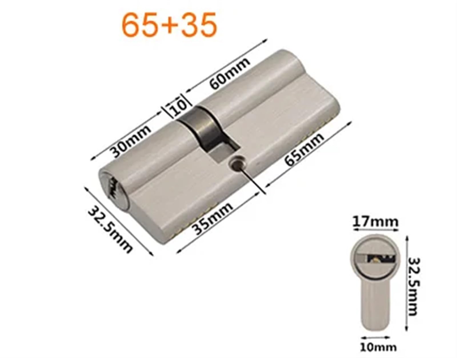 Brass Asymmetrical Lock Cylinder Open On Both Sides 5keys Locking Plastic Steel Door Lock Core 1Pcs(100)