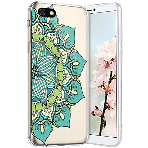 Robinsoni Case Compatible with Huawei Y5 2018 Cover Transparent Huawei Y5 2018 Case Silicone TPU Soft Case Glossy Gel Rubber Cover Ultra Soft Crystal Flexible Case Ultra Thin Buhhda Flower Cover