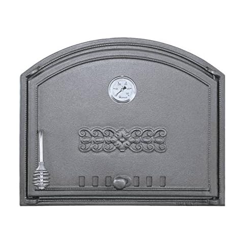 Home&Wood Pizzaofentür Premium 485x410 Backofentür aus Gusseisen + Thermometer Offentür Brotofentür/Recht Cover