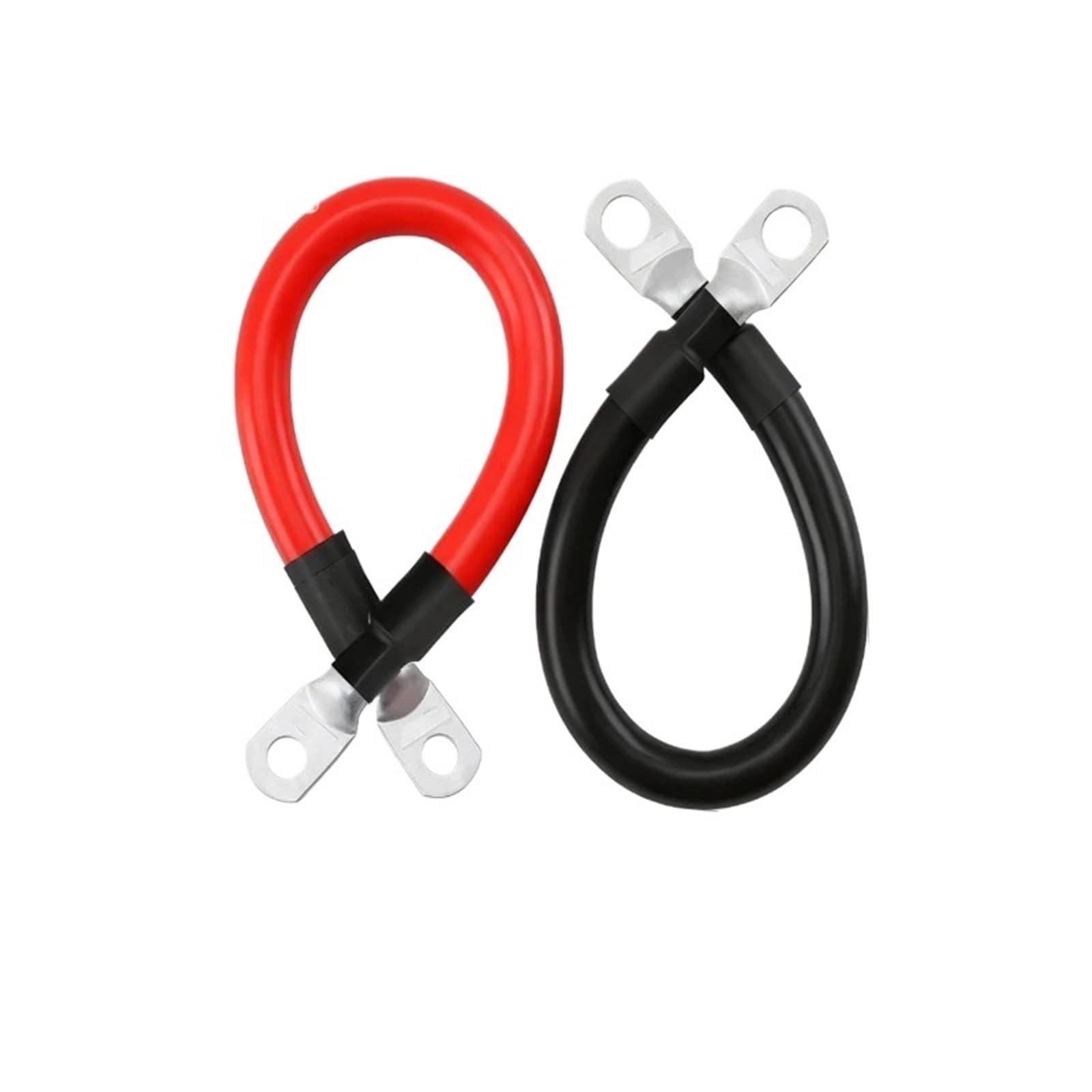 Cavo morbido in silicone per batteria solare 0 AWG, 50 mm2, con crimpatura a capocorda M6 M8 M10, fili elettrici rossi e neri (rosso 0AWG, 20 cm, M6-M6)