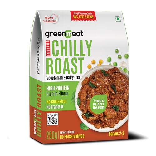 Image of Greenmeat Chilly Roast - Instant | Ready in 5-10 Minutes | 100% Plant Based & Vegetarian | Protein & Fiber Rich | Low Fat & Zero Cholesterol | No Preservatives | Pack of 1 (250g)