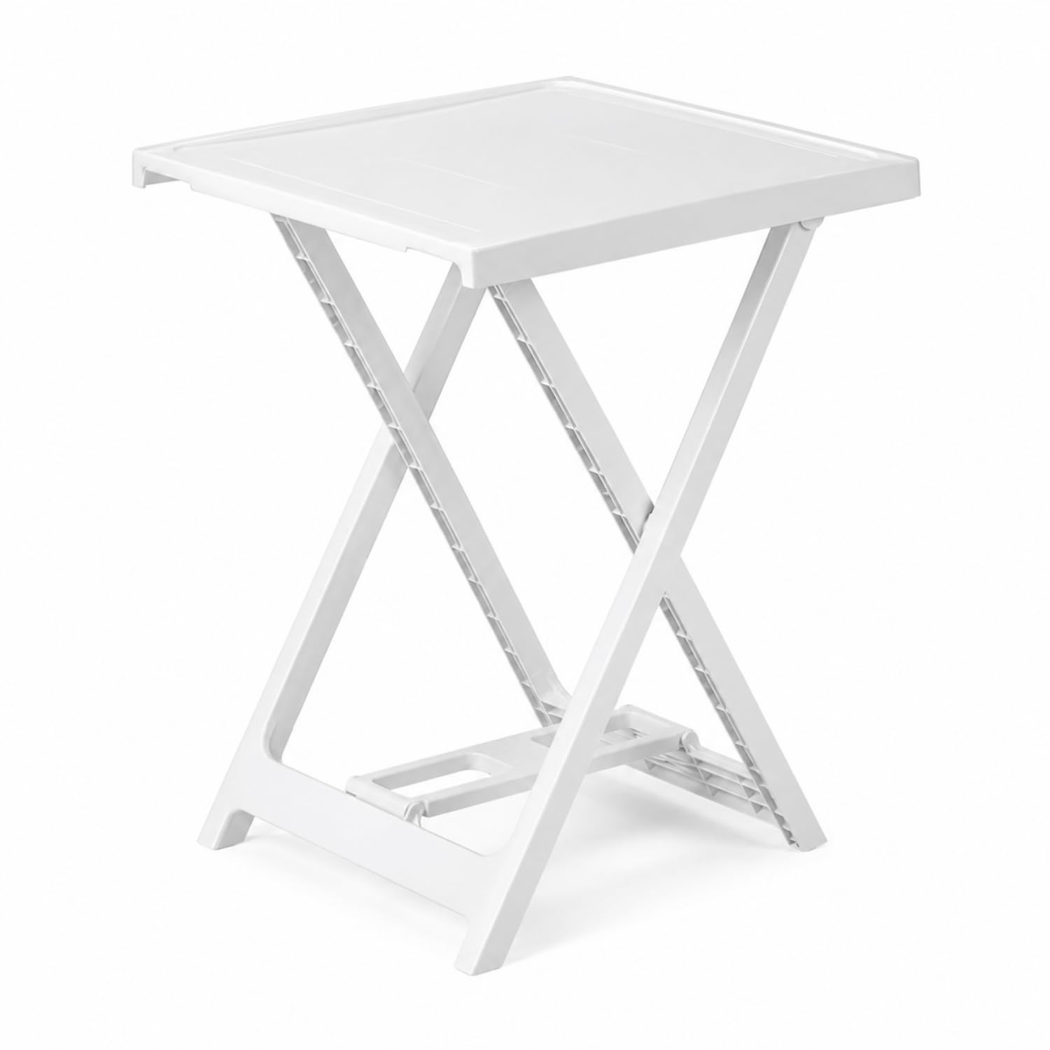 VIRSUS Tavolo Pieghevole da Giardino in Plastica Bianco 50x47x65 cm