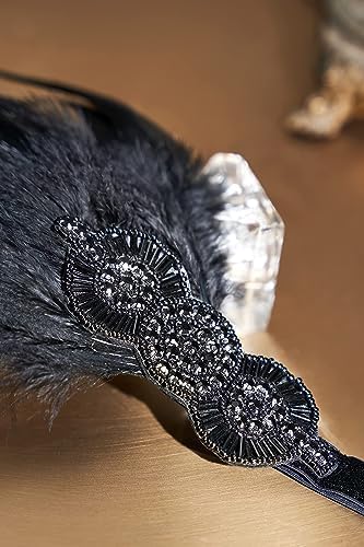 BABEYOND 1920s Fekete Tollal Díszített Hajpánt Női Gatsby Jelmez Kiegészítő 20-as Évek Charleston Stílus