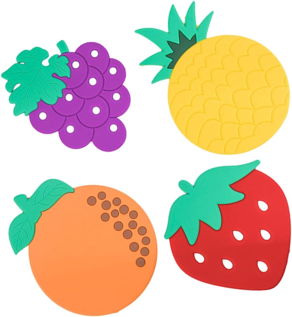 Zerodeko 4Pcs Colorful Creative Silicone Heat Insulated Pads Multipurpose Table Mats Pot Holders Cup Cushions for Kitchen Use