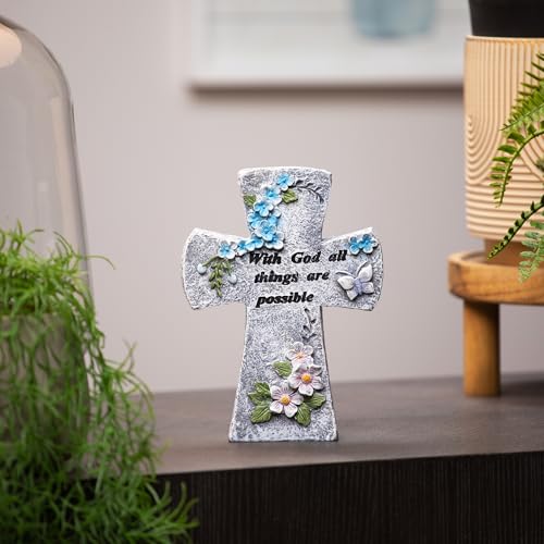Estatua Cruz Floral Northlight 6.75 pulg miniatura 3