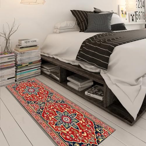 Alfombra de pasillo roja antideslizante lavable de 120 x 150 cm 3
