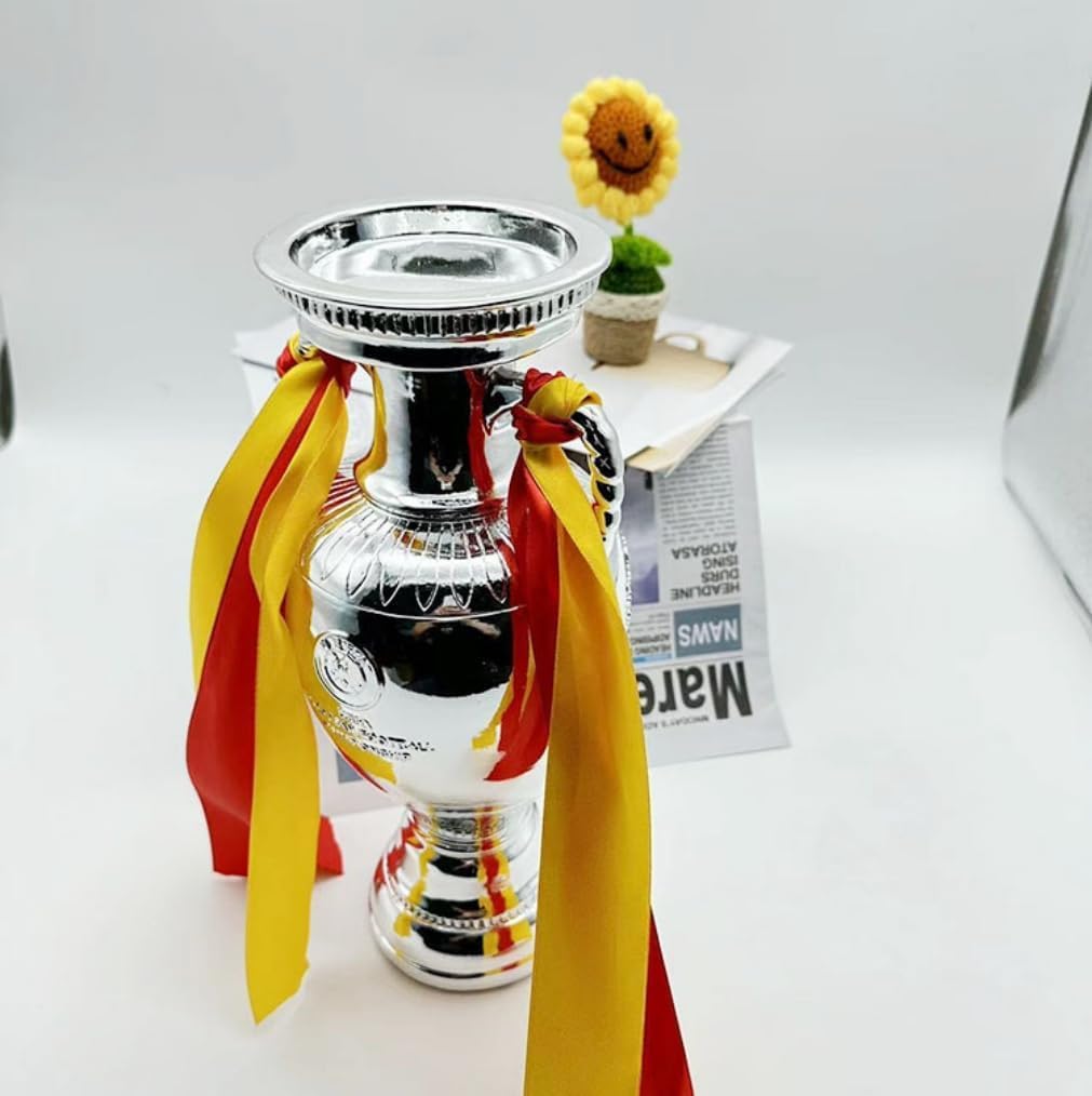 Trofeo de Campeones de Europa de Fútbol Copa Delauna Réplica Trofeo de Fútbol de Resina Colección de Recuerdos de Decoraciones para Hogar Oficina Regalos para Fans (34 cm)