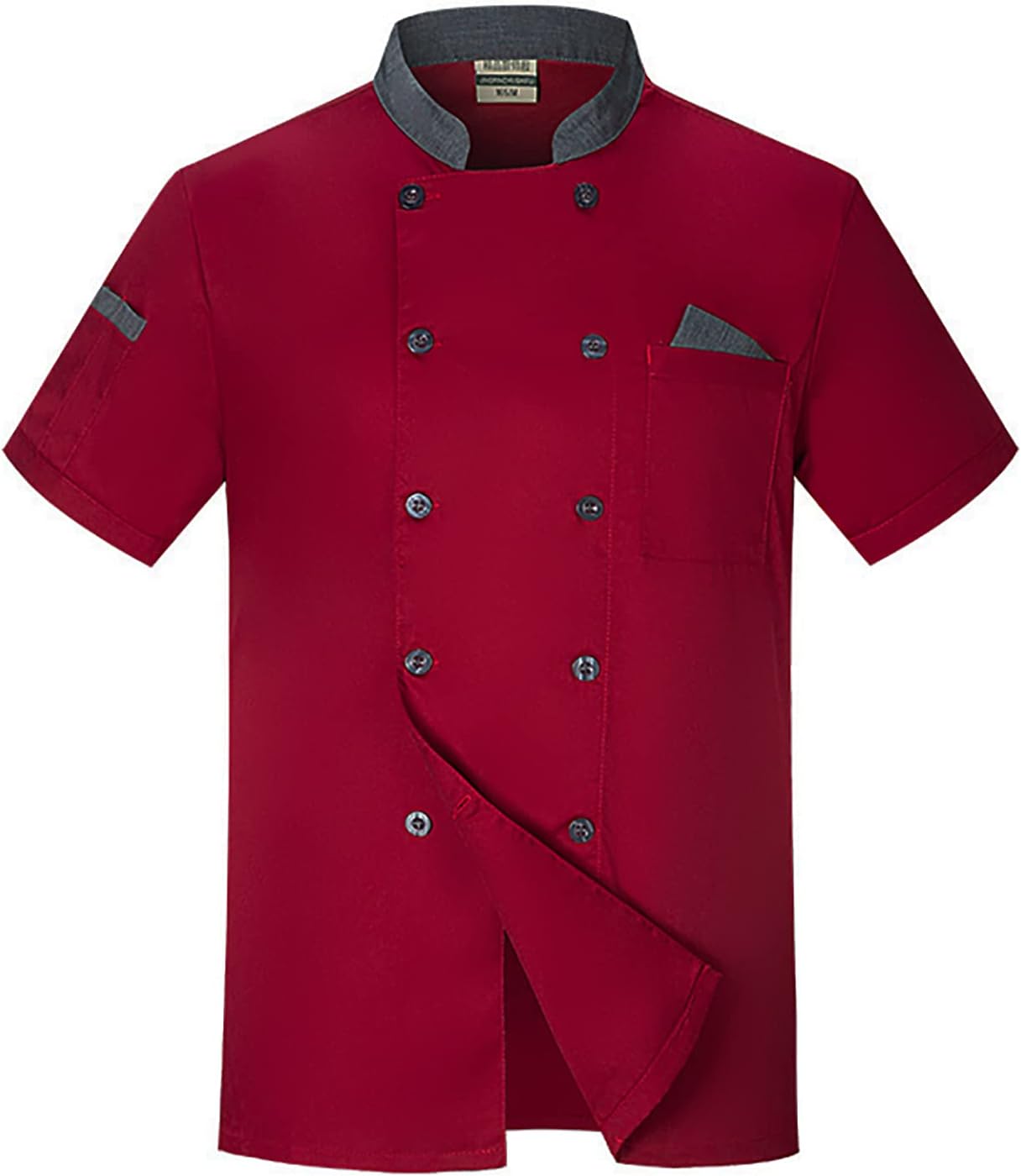 Unisex Double-Breasted Chef Coat Back Full Mesh Lightweight Chef Jacket Color Stitching Chef Uniform