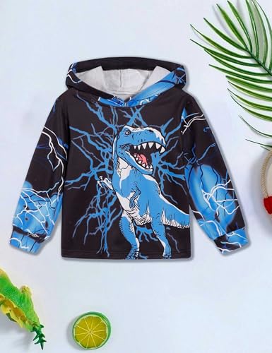 Image of Toddler Boy Fall and Winter Clothes Long Trousers + Hooded Sweatershirts Dinosaur Suit Two-piece Set