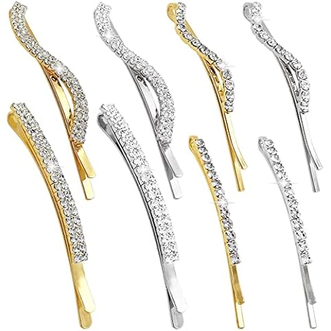 8 Pcs Rhinestone Bobby Pins for Hair Cover