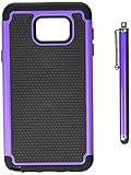 Galaxy Note 5 case, Note 5 case,Fulland Deluxe Hybrid TUFF Rugged Shockproof Rubber + Hard Case Cover For Samsung Galaxy Note 5 With Bouns Stylus Pen and Screen Protector-Purple