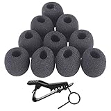 Pulabo10 piezas de espuma negra para micrófono de solapa con 1 pieza estilo anillo de metal clips de solapa para micrófono Lavalier muy práctico y popular