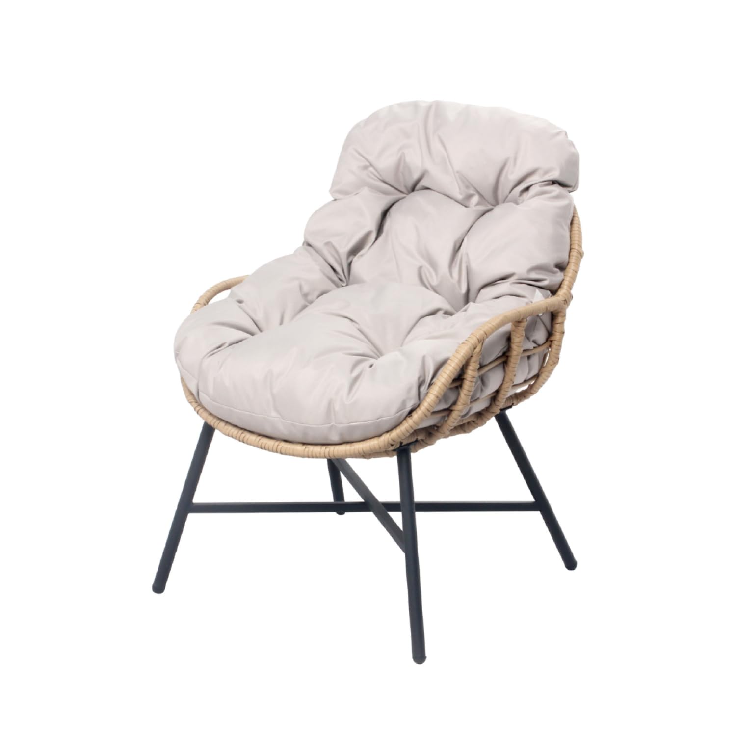 Mobilier Extérieur Résine Salon De Jardin 4 Places Guahana - Canapé + Fauteuils + Table Verre - Rotin Noir Et Gris Mobilier Terrasse Résine