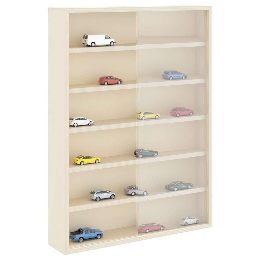 Wandregal Holz Sammelvitrine Braun 40 x 8,5 x 54 cm mit Schiebetür und Regal Modernes Design für Bücher Pflanzen Deko im Wohnzimmer Schlafzimmer Flur
