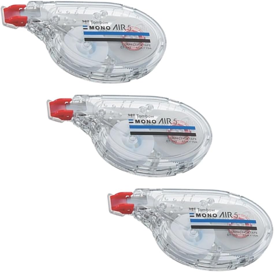 Tombow Pencil Mono Air KPB-332 Correction Tape, 0.2 inches (5 mm), Horizontal Draw, 3 Pieces