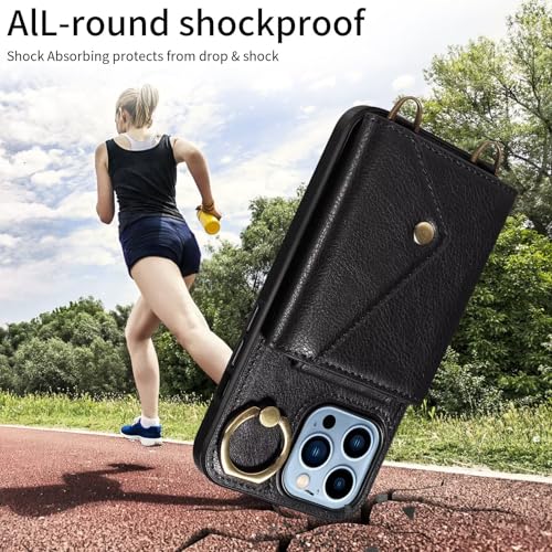 Étui en cuir iPhone 13 Pro noir premium ajusté et antichoc - 3