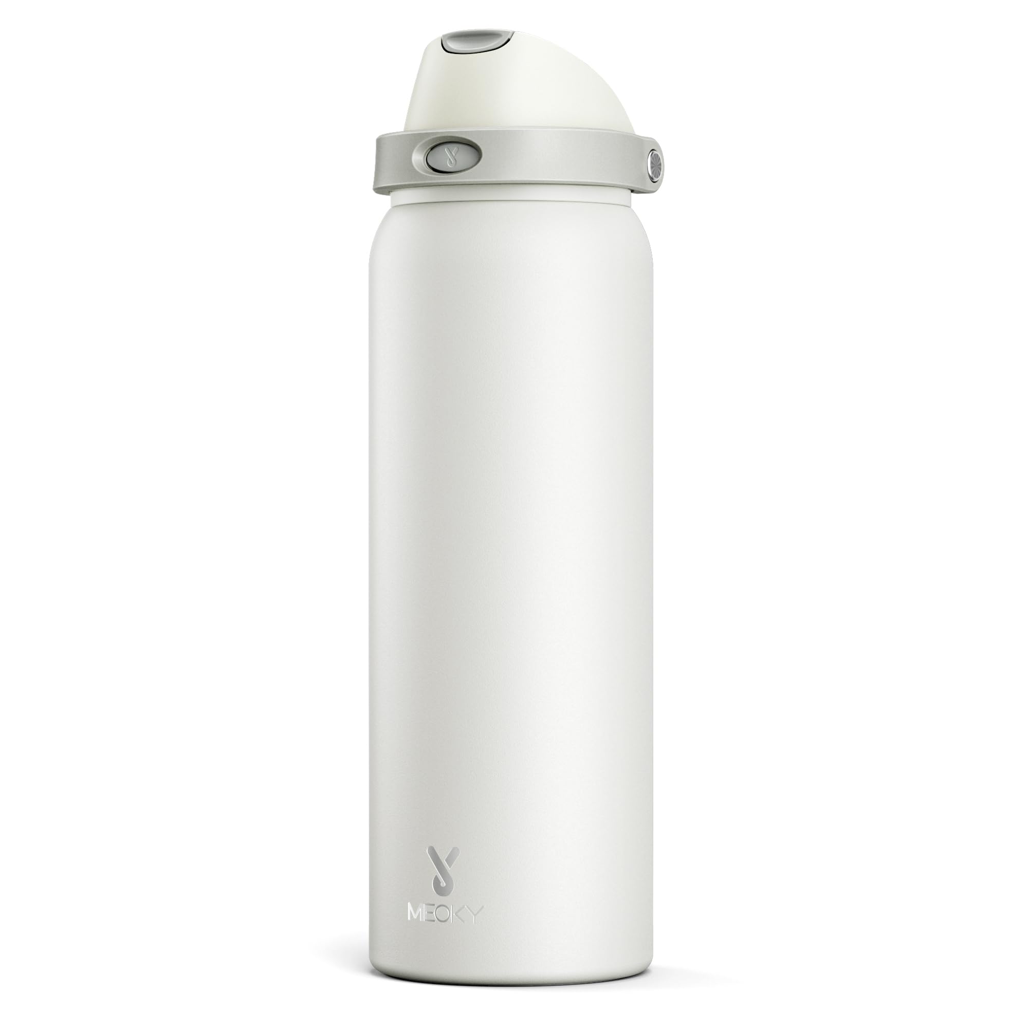 1183ml Metal Water Bottle for Gym: Meoky Insulated Stainless Steel Water Bottle with 2-in-1 Lid - Leak Proof, Cold for 24 Hours, Protective Silicone Base, BPA-Free for Sports, Ivory