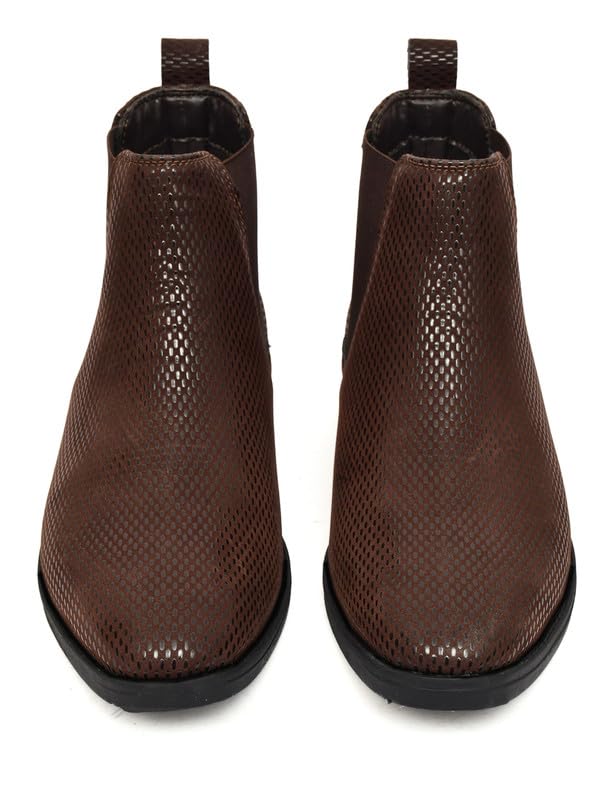 Image of TANN & TRAIL Men Premium Synthetic Chelsea Boots Elegant, Pointed Toe, Textured Finish, Cushioned Comfort, Versatile Formal & Casual Footwear