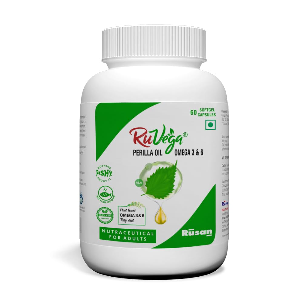 Rusan RUVEGA Omega 3 Fatty Acid 413mg + Omega 6 Fatty Acid 99mg 60 Capsules | Enhances the brain development & immune system | Improves cardiovascular Health | Plant based-image-23