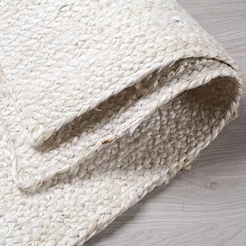 Hausattire Hand Woven Jute Braided Rug, 4'x6' – Off White, Reversible Boho Entry Area Rugs for Kitchen, Living Room I Farmhouse Indoor Outdoor Decorative Floor Rug, 48x72 Inches