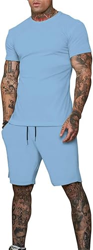 Miniatura 2 de Uni Clau Conjunto corto de 2 piezas para hombre, conjunto de camisa y pantalones cortos de verano a la moda