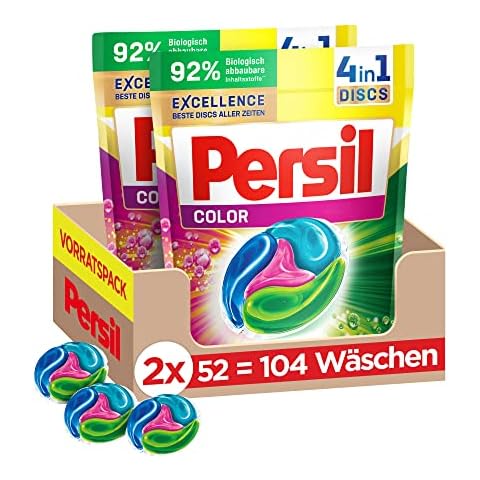 Persil Color 4in1 DISCS (104 Waschladungen), Colorwaschmittel mit Tiefenrein-Plus Technologie für leuchtende Farben, 92% biologisch abbaubare Inhaltsstoffe* Cover
