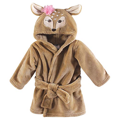 Image of Hudson Baby Unisex Baby Plush Animal Face Bathrobe, Fawn, 0-9 Months